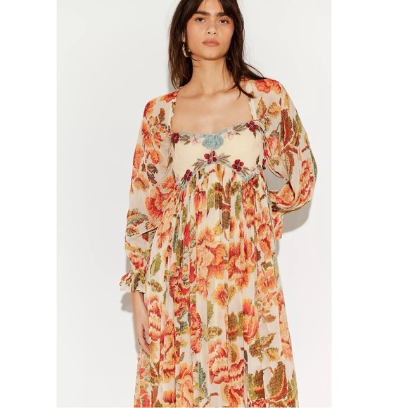 Free People Ethereal Bohemian Renaissance Timeless Tapestry Maxi Dress XL NWT - Picture 4 of 17